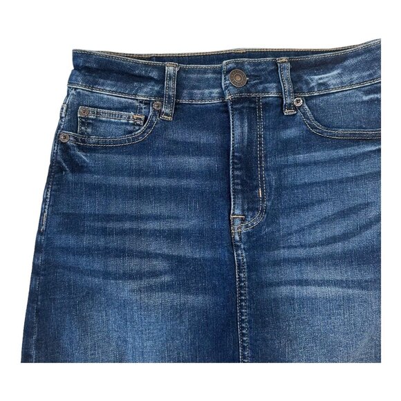 American Eagle Denim Skirt Womens 2 -Hi-Rise Mini N L Stretch Cut Off Distressed - Picture 6 of 11